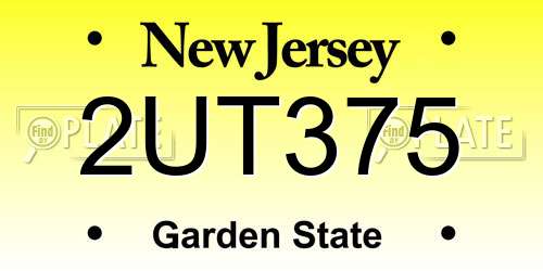 2UT375 New Jersey License Plate