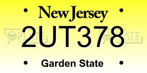 2UT378 New Jersey License Plate
