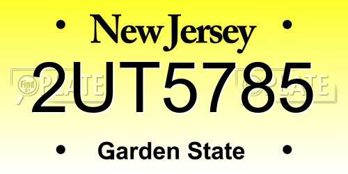 2UT5785 New Jersey License Plate