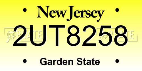 2UT8258 New Jersey License Plate