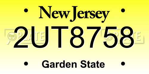 2UT8758 New Jersey License Plate