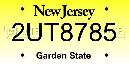 2UT8785 New Jersey License Plate
