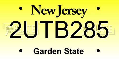 2UTB285 New Jersey License Plate