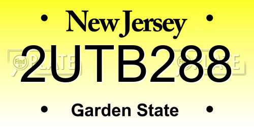 2UTB288 New Jersey License Plate
