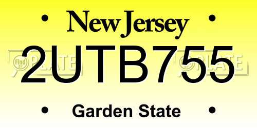 2UTB755 New Jersey License Plate