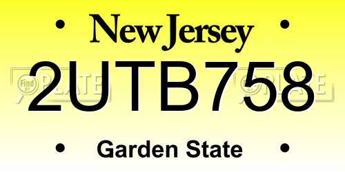2UTB758 New Jersey License Plate