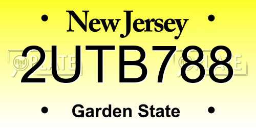 2UTB788 New Jersey License Plate