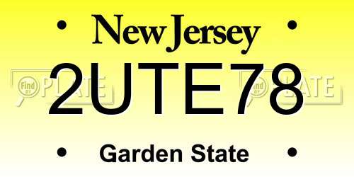 2UTE78 New Jersey License Plate