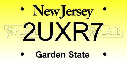 2UXR7 New Jersey License Plate