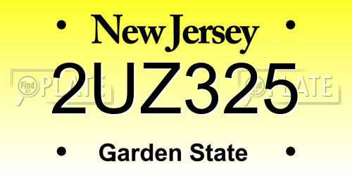 2UZ325 New Jersey License Plate