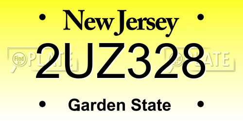 2UZ328 New Jersey License Plate