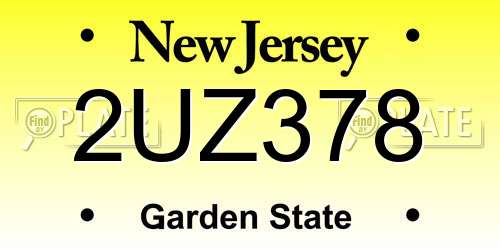2UZ378 New Jersey License Plate