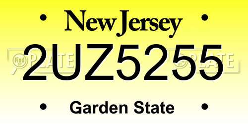 2UZ5255 New Jersey License Plate