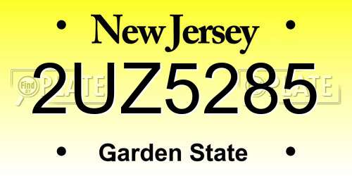 2UZ5285 New Jersey License Plate