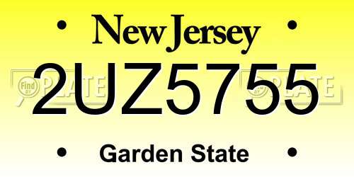 2UZ5755 New Jersey License Plate