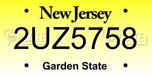 2UZ5758 New Jersey License Plate