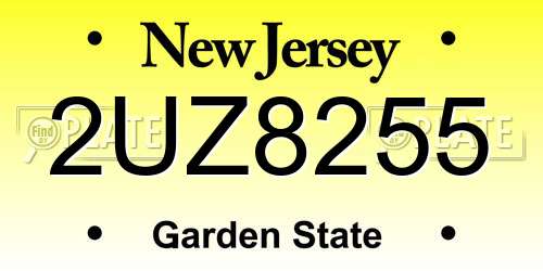 2UZ8255 New Jersey License Plate