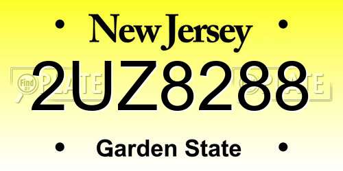 2UZ8288 New Jersey License Plate