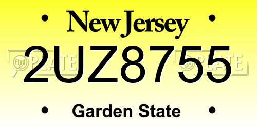 2UZ8755 New Jersey License Plate