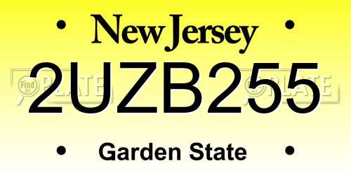 2UZB255 New Jersey License Plate