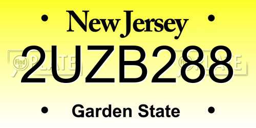 2UZB288 New Jersey License Plate