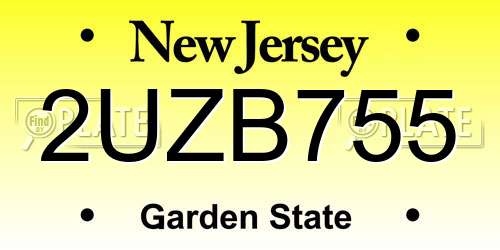 2UZB755 New Jersey License Plate