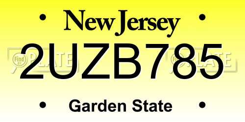 2UZB785 New Jersey License Plate