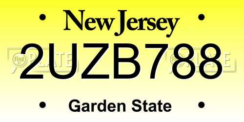 2UZB788 New Jersey License Plate