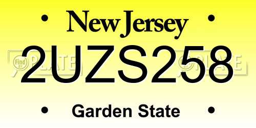 2UZS258 New Jersey License Plate