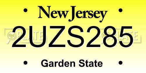 2UZS285 New Jersey License Plate