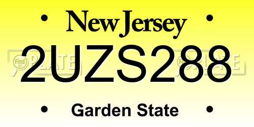 2UZS288 New Jersey License Plate