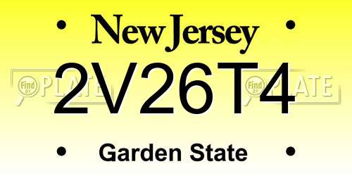 2V26T4 New Jersey License Plate
