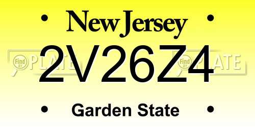 2V26Z4 New Jersey License Plate