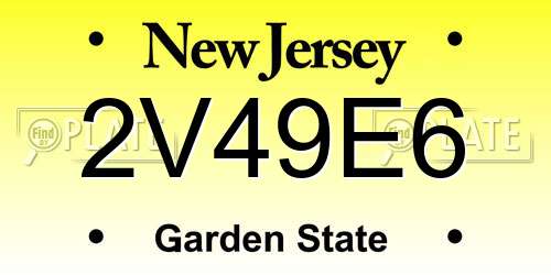 2V49E6 New Jersey License Plate