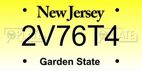 2V76T4 New Jersey License Plate