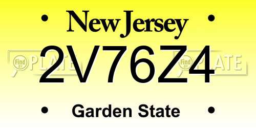2V76Z4 New Jersey License Plate