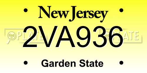 2VA936 New Jersey License Plate