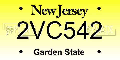 2VC542 New Jersey License Plate