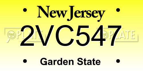 2VC547 New Jersey License Plate