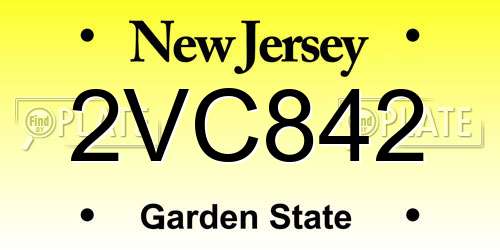 2VC842 New Jersey License Plate