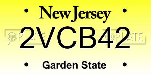 2VCB42 New Jersey License Plate