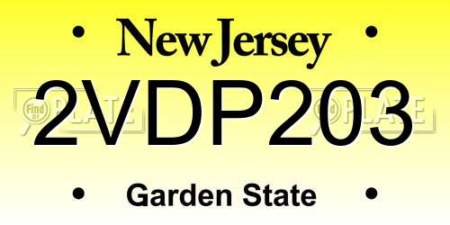 2VDP203 New Jersey License Plate