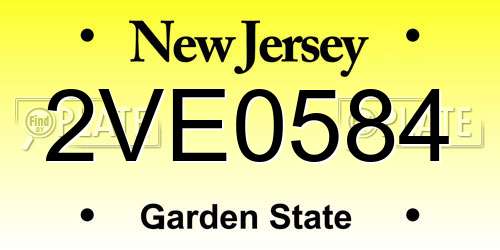 2VE0584 New Jersey License Plate