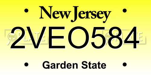 2VEO584 New Jersey License Plate