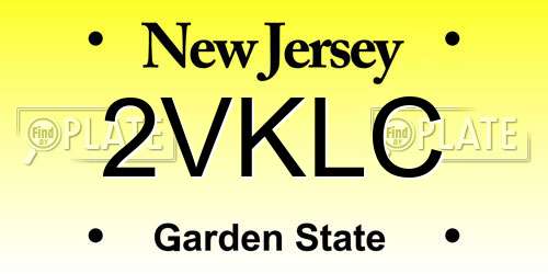 2VKLC New Jersey License Plate