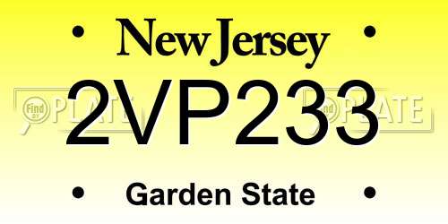 2VP233 New Jersey License Plate