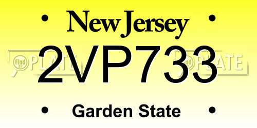 2VP733 New Jersey License Plate