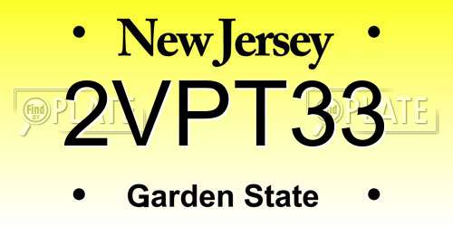 2VPT33 New Jersey License Plate