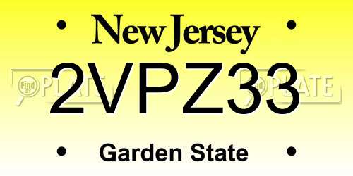 2VPZ33 New Jersey License Plate