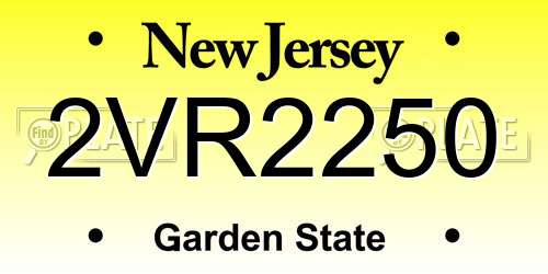 2VR2250 New Jersey License Plate